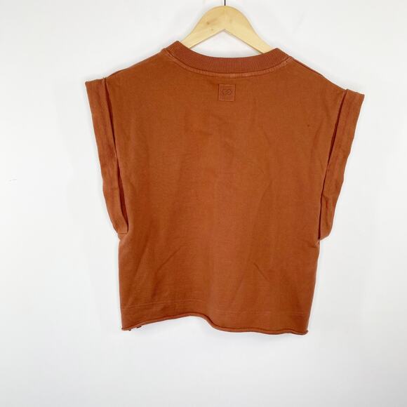 CALIA Orange Extended Shoulder Sleeveless Top Shirt Cuffed Womens Size XS - Picture 2 of 10